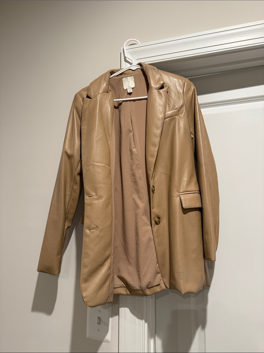 Joie Tan Faux Leather Blazer Jacket
